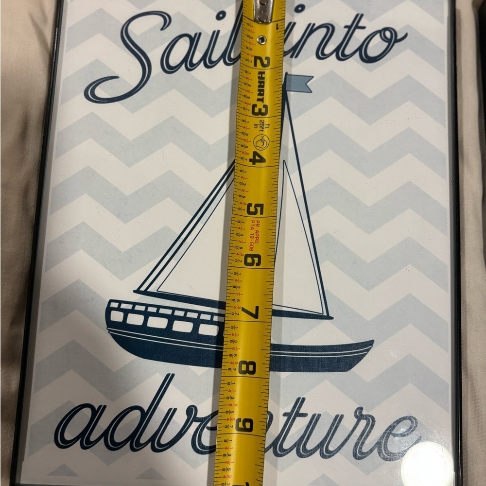 3 beautiful Nautical Wall Art Set- 8x10 picture frames- sailboat, octopus, wheel - Picture 5 of 7
